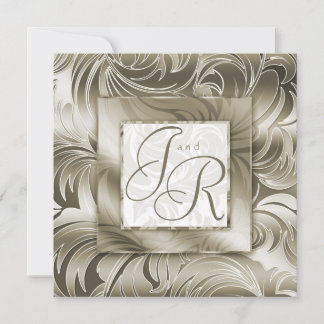 Élégant mariage Invitation Leaf Floral Gold Taupe