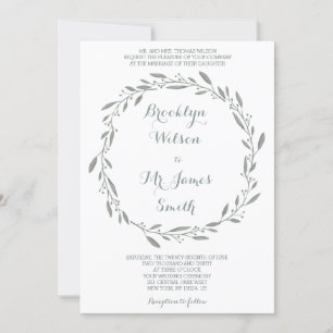 Élégant mariage Invitation Sage Floral Wreath