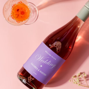 Élégant Mariage Lavande Étincelant Étiquette de vi