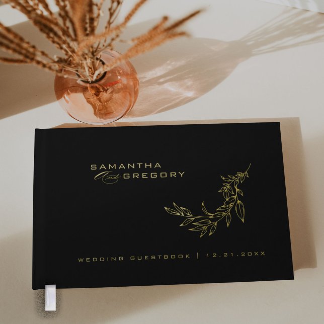 Elégant Mariage Livre d'or Monogram Gold Foil (Créateur téléchargé)