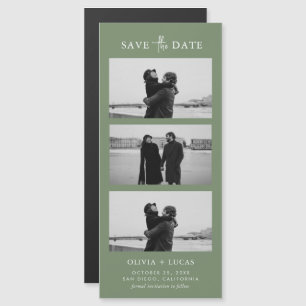 Élégant Mariage magnétique Sage Green Photo Strip