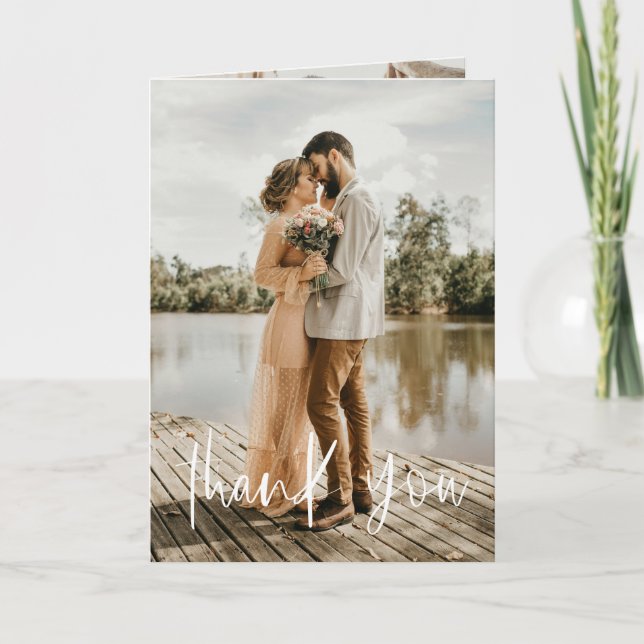 Élégant mariage manuscrit Merci photo (Devant)