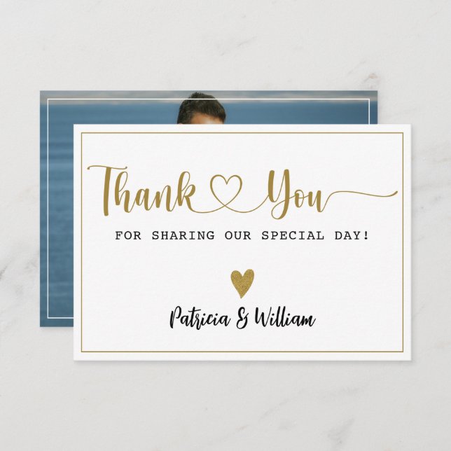 Élégant mariage Merci photo couple (Devant / Derrière)