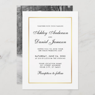 Elégant Mariage moderne Invitation - Black White P