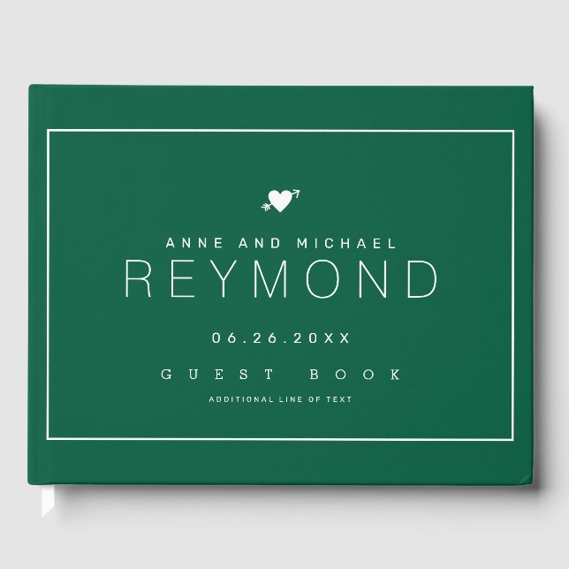 Elégant Mariage moderne livre d'hôtes chasseur-ver (Recto)