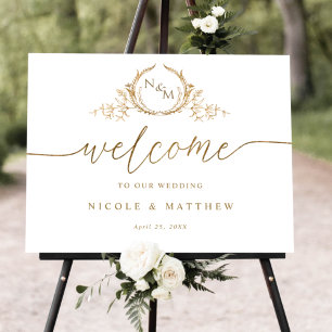 Élégant Mariage Monogram Affiche de bienvenue en o