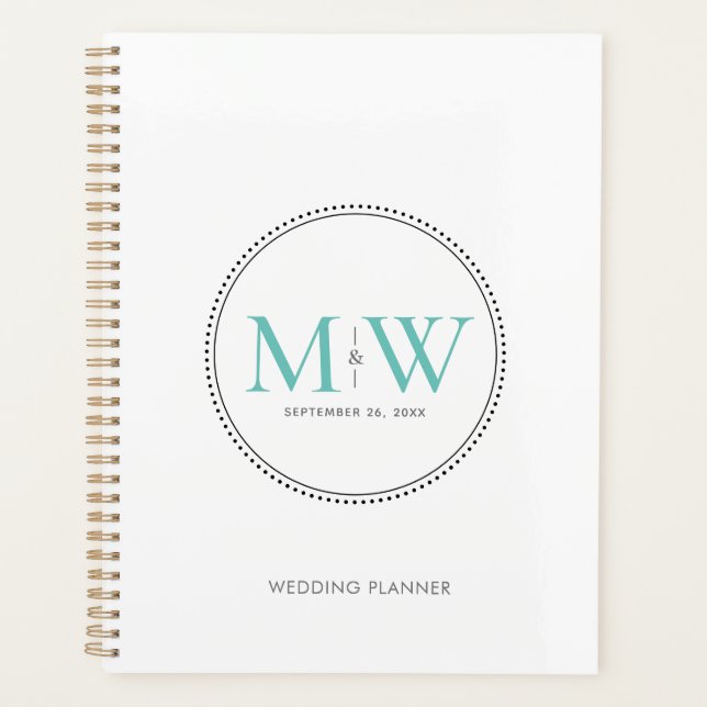 Élégant Mariage Monogramme Turquoise (Devant)