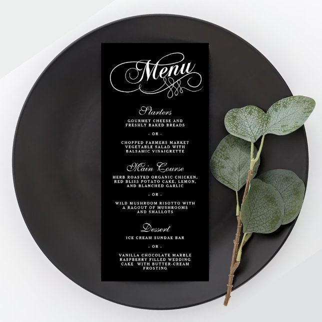 Elégant Mariage Noir Et Blanc Modèles Menu (Créateur téléchargé)