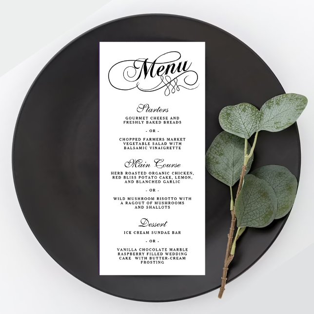 Elégant Mariage Noir Et Blanc Modèles Menu (Créateur téléchargé)
