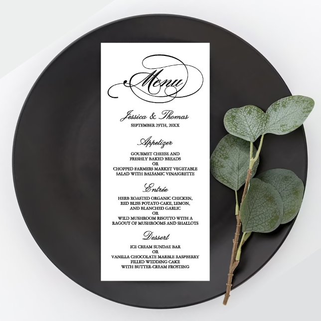 Elégant Mariage Noir Et Blanc Modèles Menu (Créateur téléchargé)
