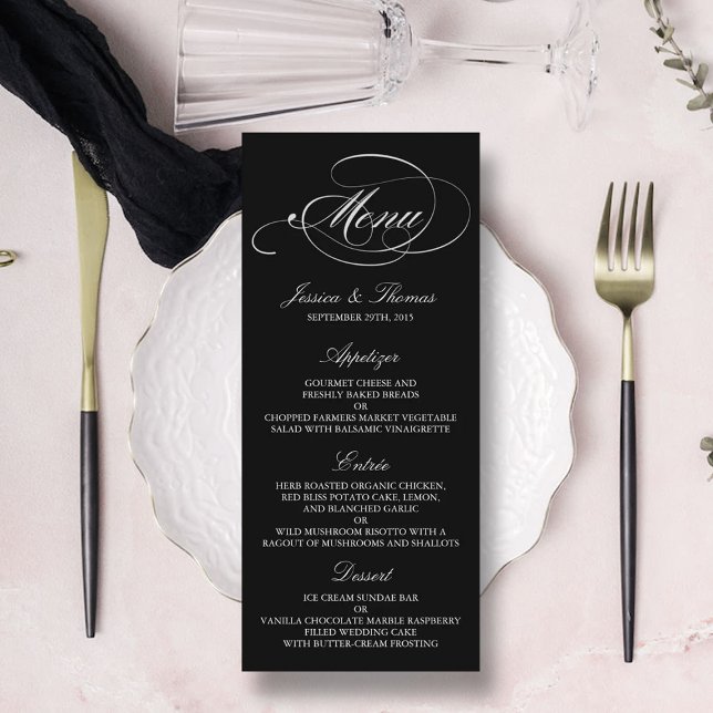Elégant Mariage Noir Et Blanc Modèles Menu (Créateur téléchargé)