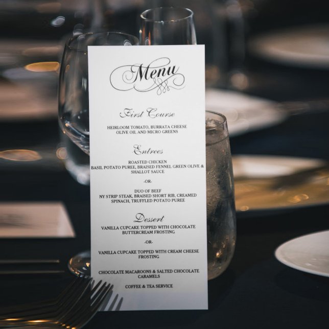 Elégant Mariage Noir Et Blanc Modèles Menu (Créateur téléchargé)