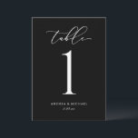 Élégant Mariage noir et blanc Numéro de table<br><div class="desc">Elégant noir & blanc Mariage Numéros de table (Blanc sur Noir) : Ces numéros de table mariage sont élégamment calligraphiés pour un look luxueux. Modifiez vos noms et votre date de mariage ou d'événement en bas. Ce que vous changez d'un côté change automatiquement de l'autre.</div>