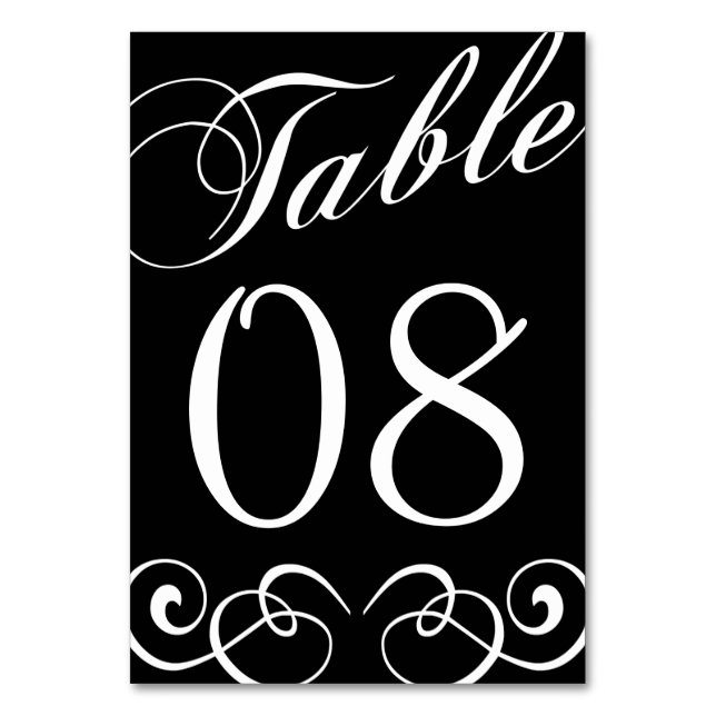 Élégant Mariage noir et blanc Numéro de table (Par défaut)
