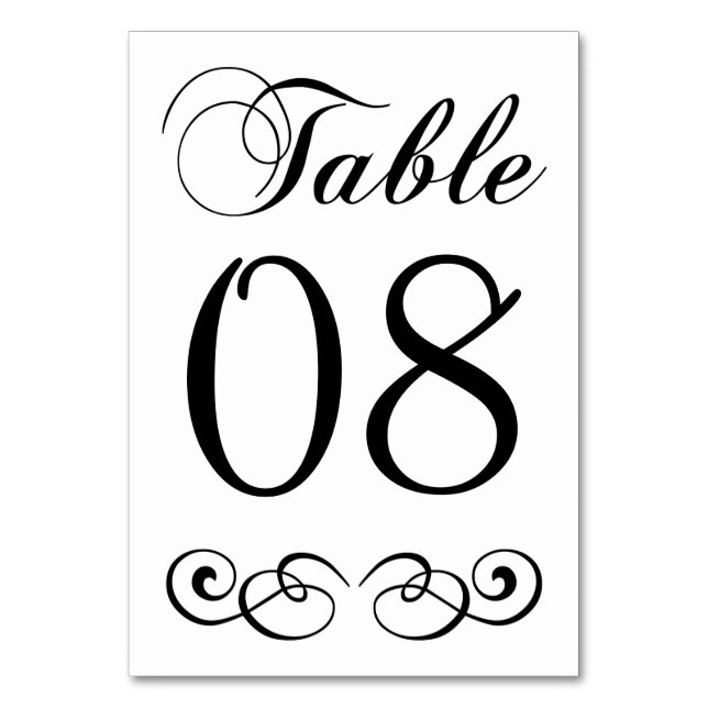 Élégant Mariage noir et blanc Numéro de table (Par défaut)