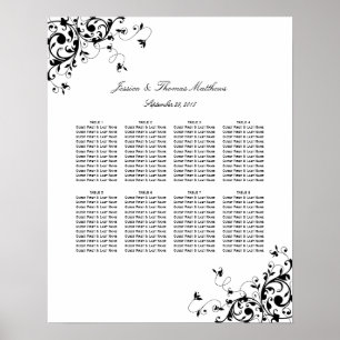 Élégant Mariage noir et blanc Tableau de sièges