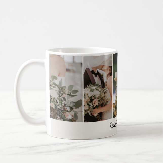 Élégant mariage personnalisé photo et nom Mug (Gauche)