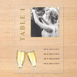 Élégant Mariage photo Champagne Numéro de table