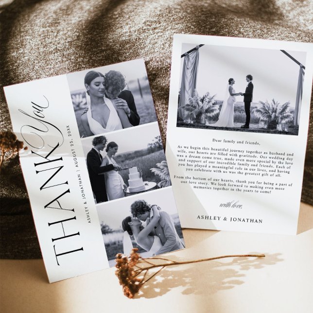 Elégant mariage photo Collage Carte de remerciemen (Créateur téléchargé)