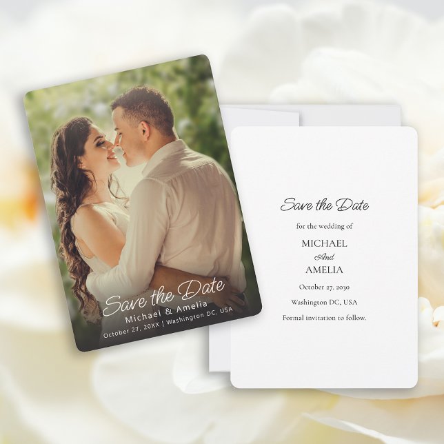 Élégant mariage photo complète Enregistrer la cart (Elegant Save the Date Card)