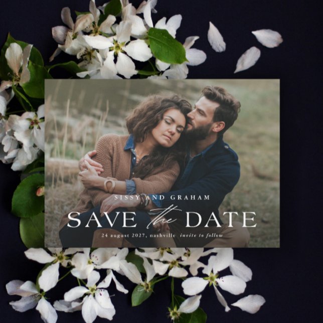Élégant mariage photo Enregistrer la date Carte ma (Elegant Photo Wedding Save the Date Magnetic Card.)