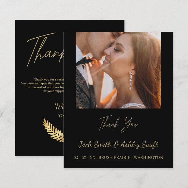 Élégant Mariage photo Merci (Devant / Derrière)