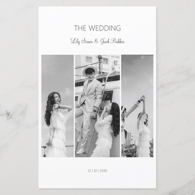 Élégant Mariage photo noir et blanc (Devant)