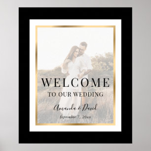 Elégant Mariage photo noir et or Affiche de bienve