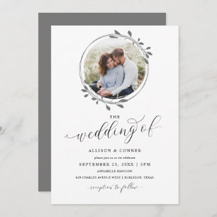 Élégant Mariage Photo Romantique Script Invitation