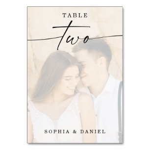 Élégant Mariage photo Script Numéro de table Deux