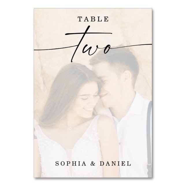 Élégant Mariage photo Script Numéro de table Deux (Par défaut)