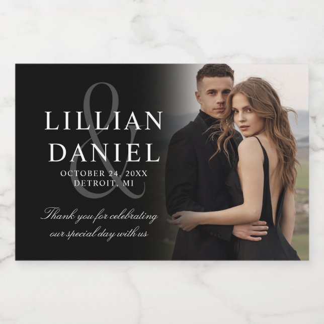 Élégant Mariage photo Sparkling Wine Étiquette (Étiquettes simples)