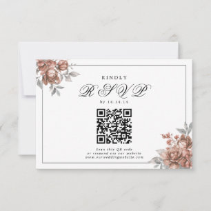 Élégant Mariage QR RSVP Rose Gold Floral Rustique