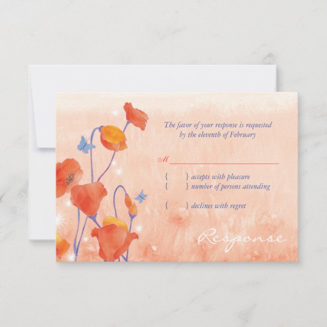 Elégant mariage Red Poppy RSVP (Devant)