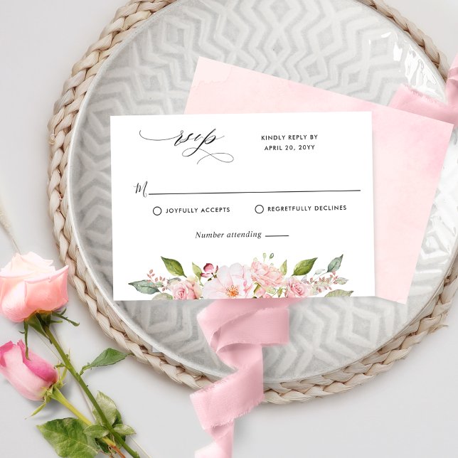 Elégant mariage rose, blush et or Rose RSVP (Créateur téléchargé)