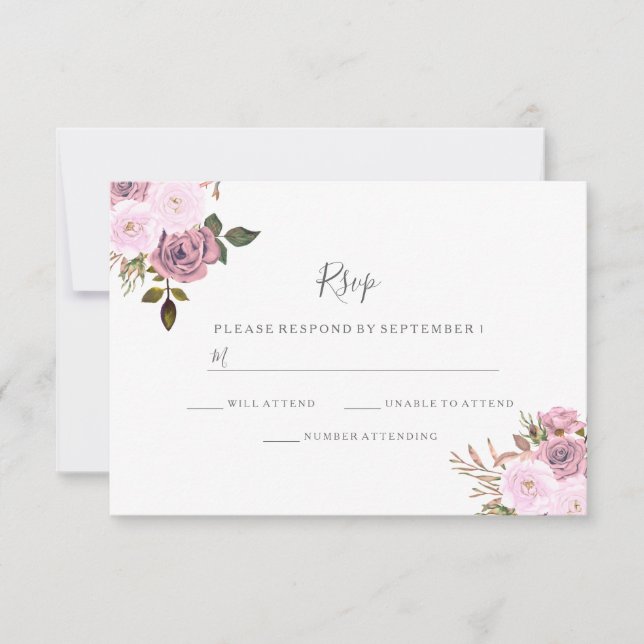Elégant mariage rose et Rose or RSVP (Devant)