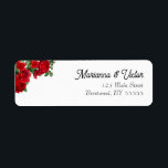 Élégant Mariage Rose personnalisé Étiquettes d'adr<br><div class="desc">Cette étiquette d'adresse de retour de la collection Modern y Brillante présente des fleurs rouges classiques et un script élégant. Entièrement personnalisable pour correspondre à votre journée spéciale.</div>
