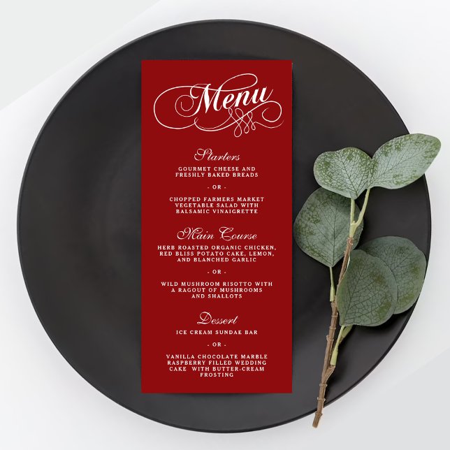 Élégant Mariage Rouge Et Blanc Modèles Menu (Créateur téléchargé)