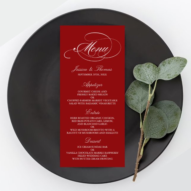 Élégant Mariage Rouge Et Blanc Modèles Menu (Créateur téléchargé)