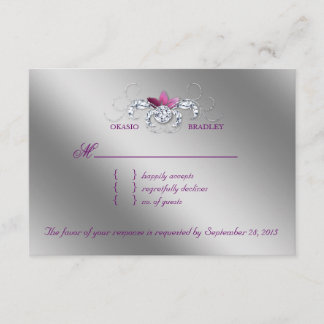 Élégant Mariage RSVP carte de réponse Sparkle Purp
