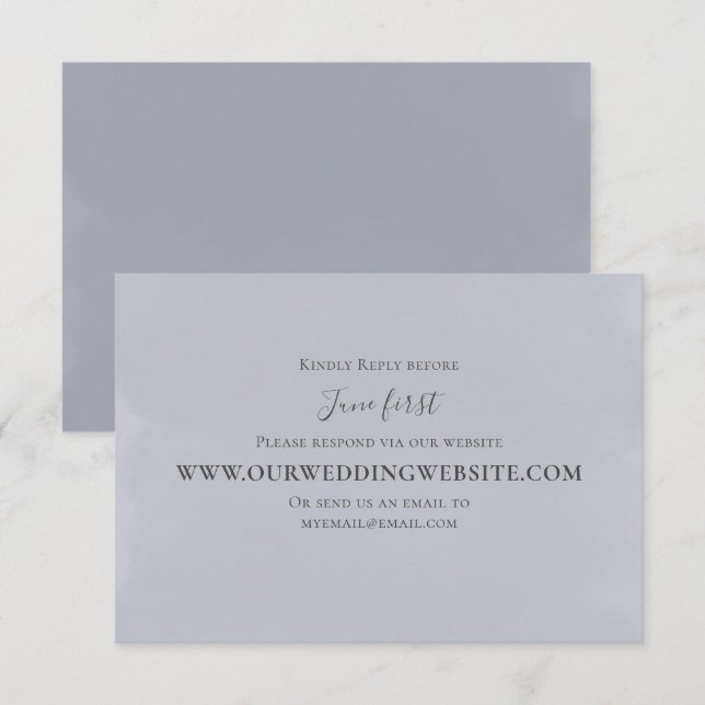 Elégant Mariage RSVP en ligne Bleu clair Script (Devant / Derrière)
