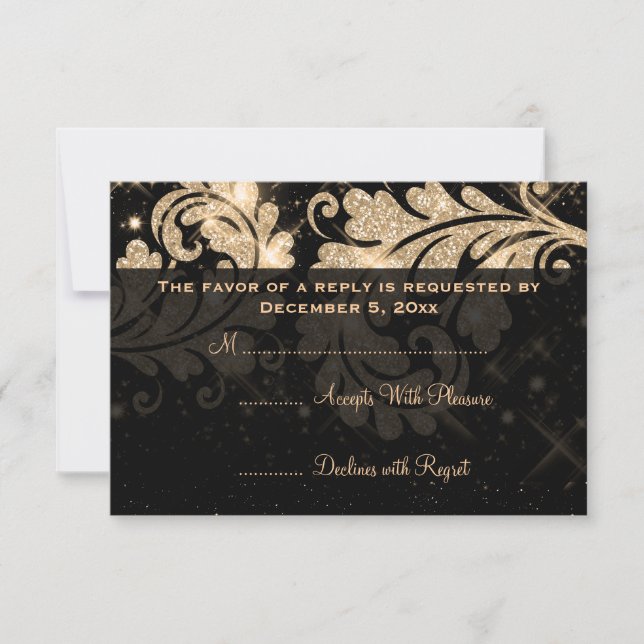 Elégant mariage RSVP Gold Floral Parties scintilla (Devant)