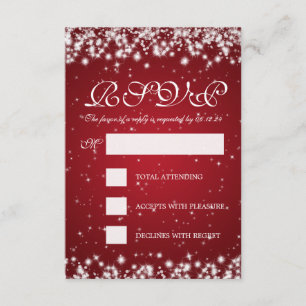 Élégant mariage RSVP hiver étincelle rouge