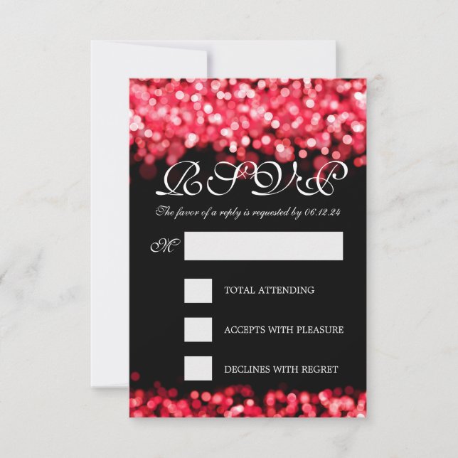 Elégant Mariage RSVP lumières rouges (Devant)