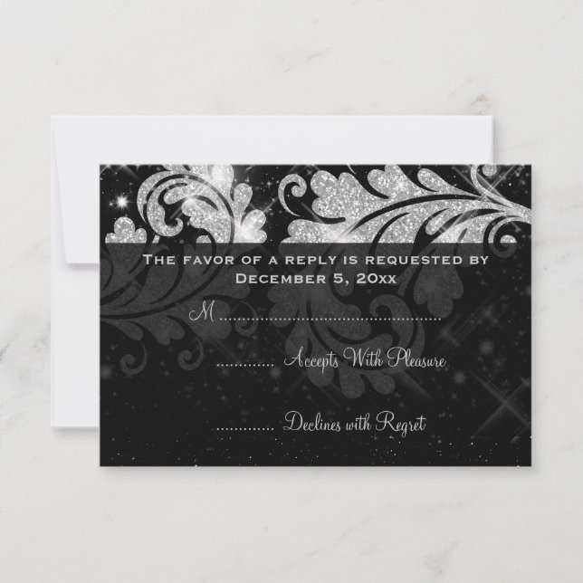 Elégant mariage RSVP Silver Parties scintillant Fl (Devant)
