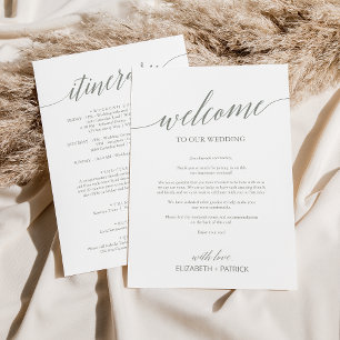 Élégant Mariage Sage Lettre de bienvenue & Itinéra
