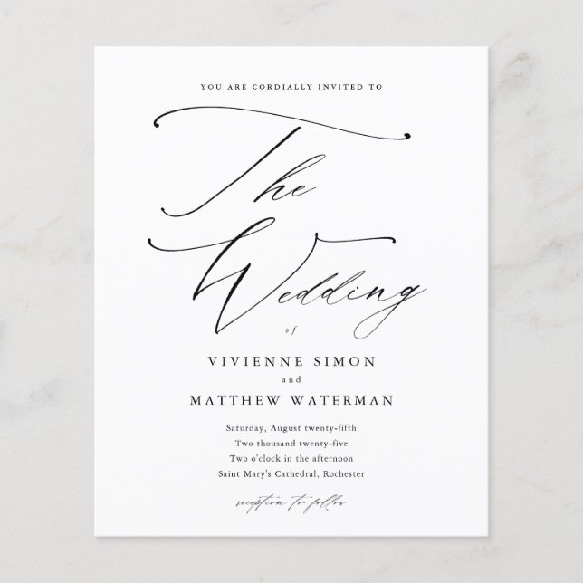 Élégant Mariage simple de budget noir et blanc (Devant)