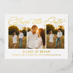 Elégant Mariage Trio FOIL Enregistrer La Carte Dat