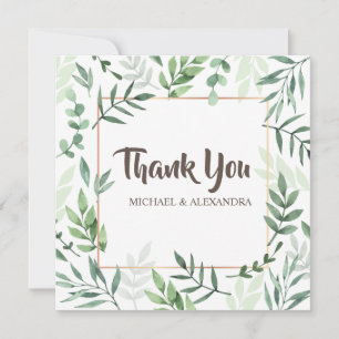 Elégant Mariage verdoyant Carte de remerciements a