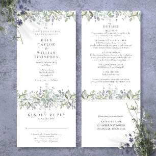 Élégant Mariage Vert dans une Seule Invitation